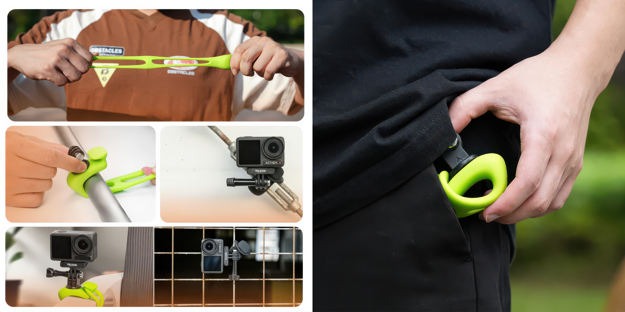 Mocowanie elastyczne Telesin TLQ-001 do kamer sportowych - czarne